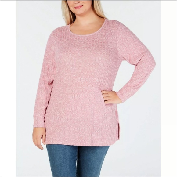 Style & Co. Tops - Super Soft Pink Kangaroo Pocket Long Sleeve Sz 0X